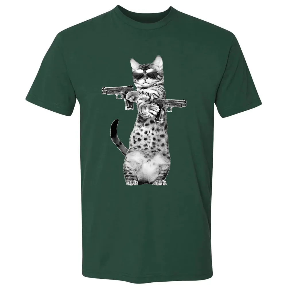 Kitty With Gun Funny Cat Premium Unisex T-shirt - 12