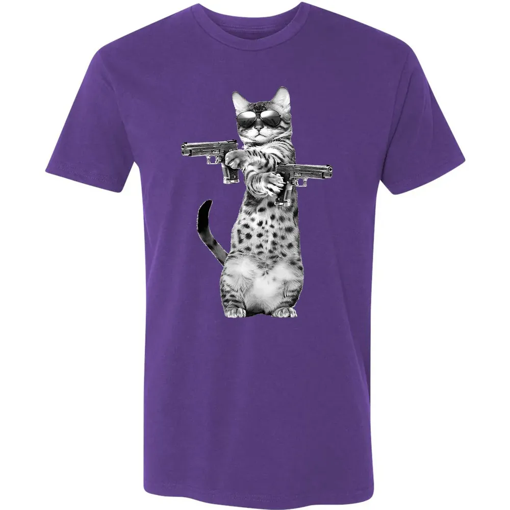 Kitty With Gun Funny Cat Premium Unisex T-shirt - 7