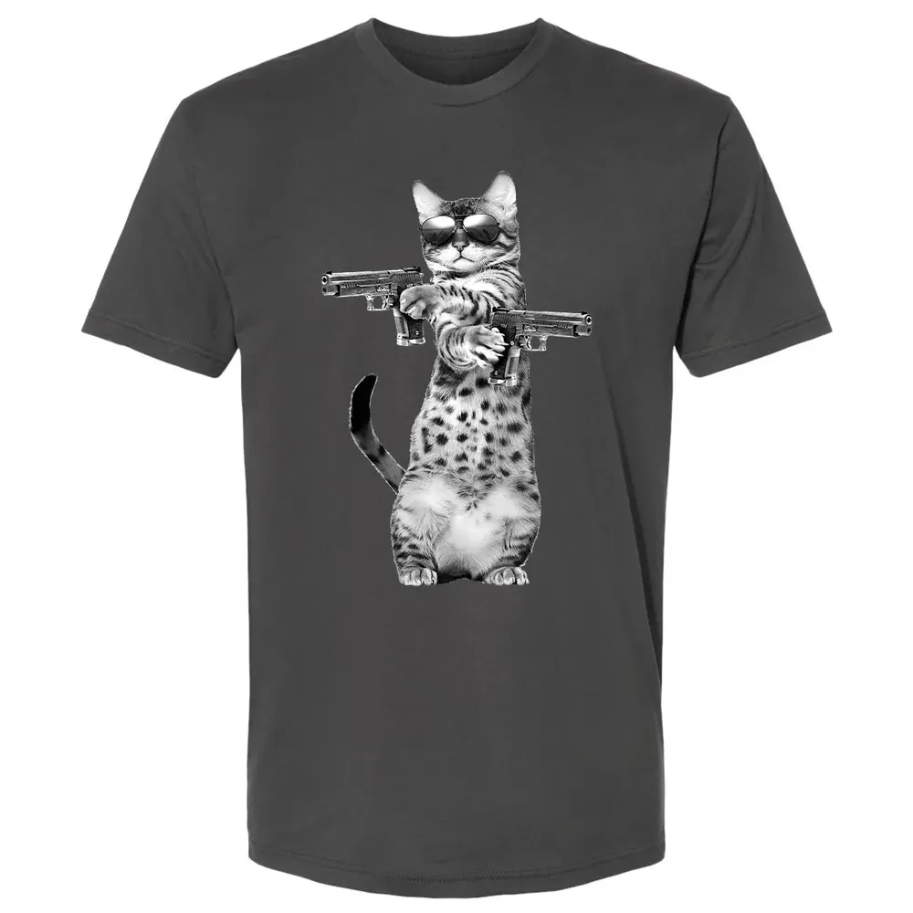 Kitty With Gun Funny Cat Premium Unisex T-shirt - 8