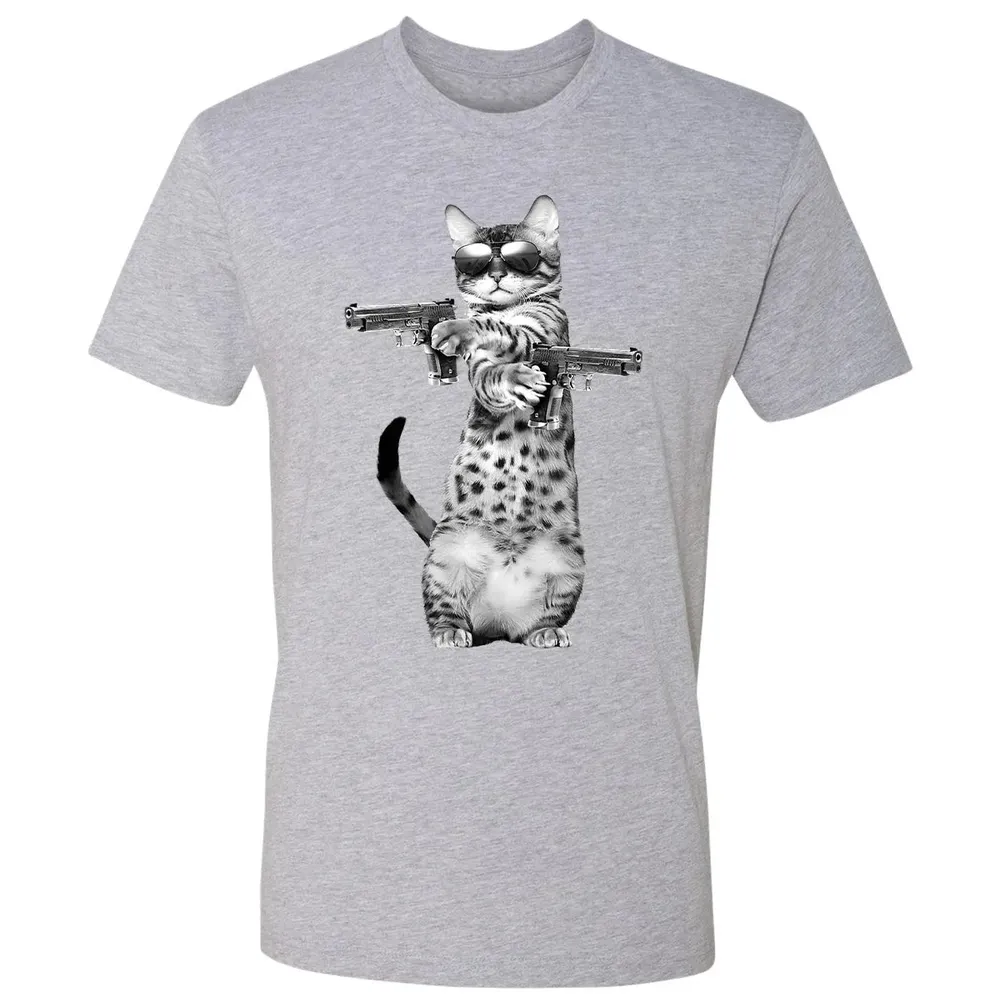 Kitty With Gun Funny Cat Premium Unisex T-shirt - 9