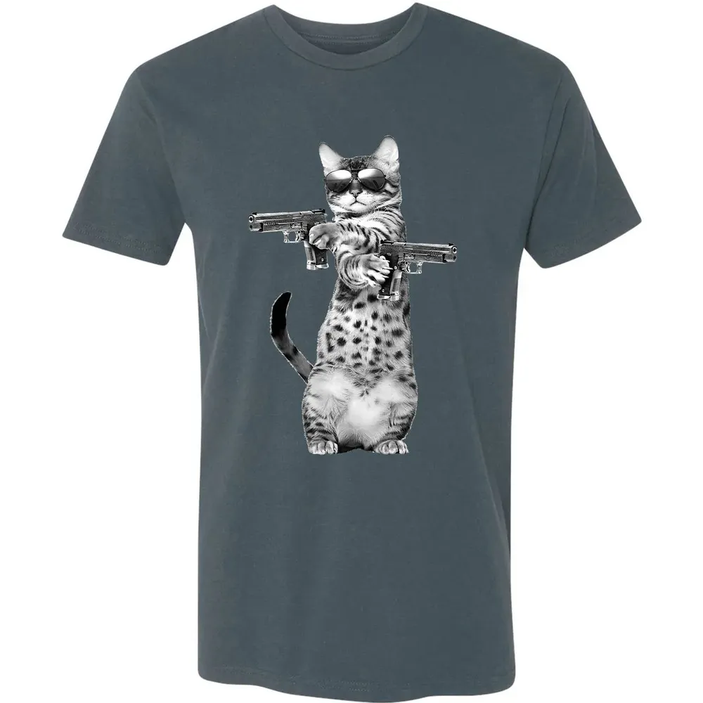 Kitty With Gun Funny Cat Premium Unisex T-shirt - 14
