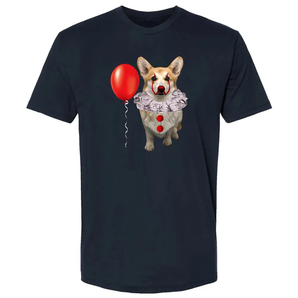 Corgi Scary Clown Funny Corgi Halloween Premium Unisex T-shirt - 2