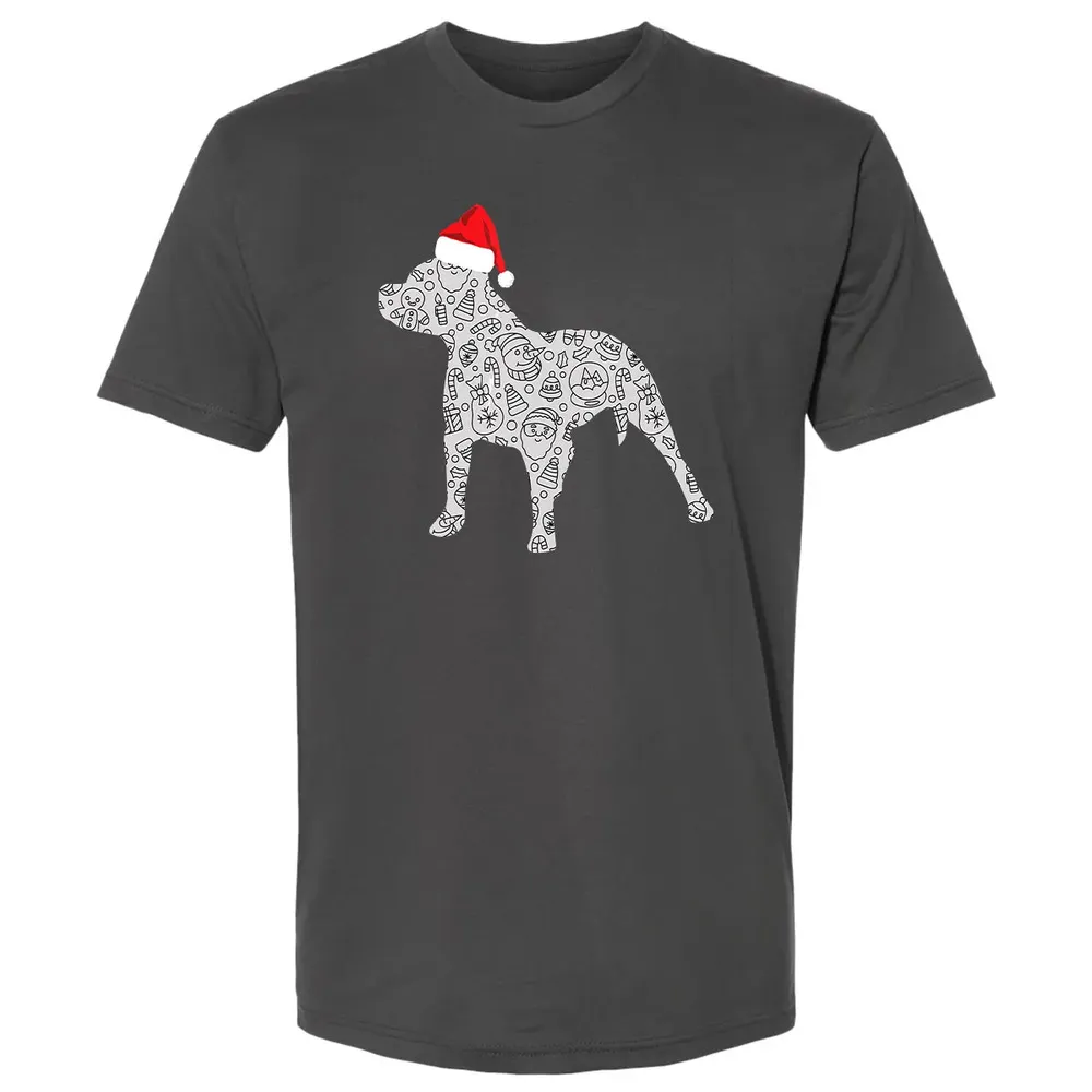 Santa Hat Pitbull Christmas  Dog Lover Christmas Gift Premium Unisex T-shirt - 8