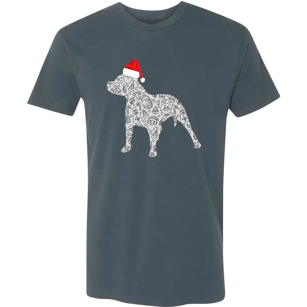 Santa Hat Pitbull Christmas  Dog Lover Christmas Gift Premium Unisex T-shirt - 14