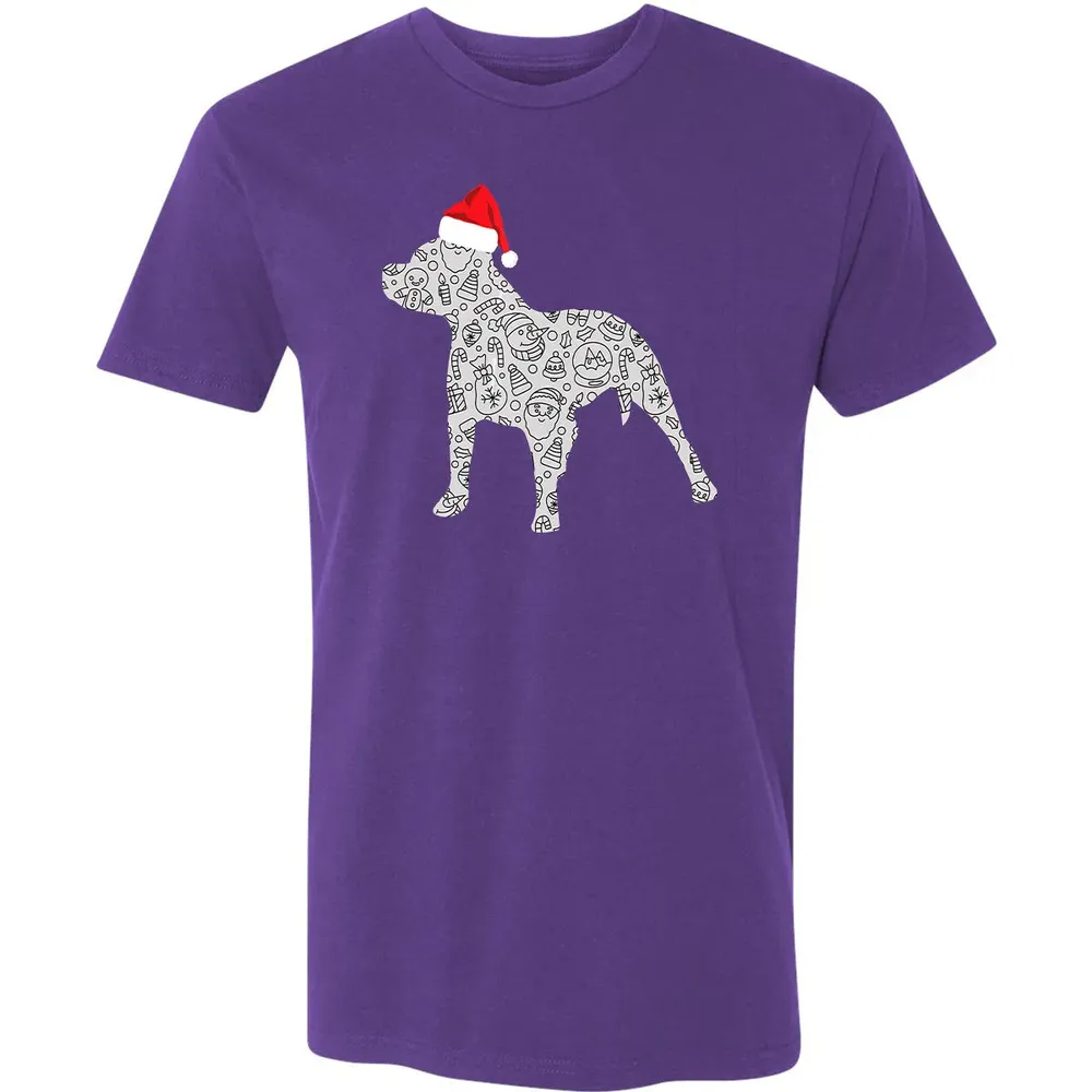 Santa Hat Pitbull Christmas  Dog Lover Christmas Gift Premium Unisex T-shirt - 7