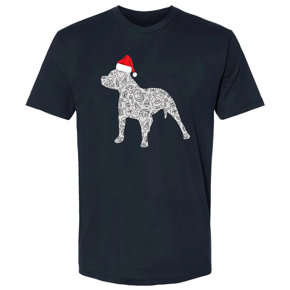 Santa Hat Pitbull Christmas  Dog Lover Christmas Gift Premium Unisex T-shirt - 2