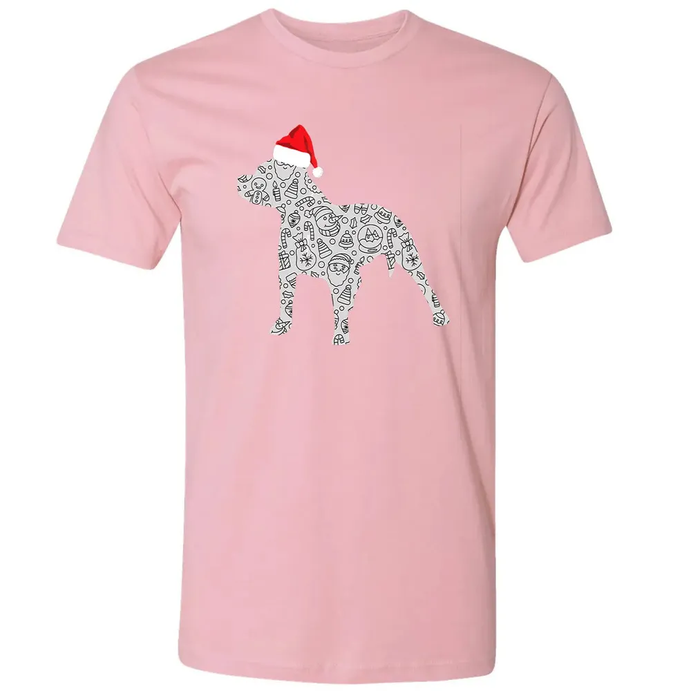 Santa Hat Pitbull Christmas  Dog Lover Christmas Gift Premium Unisex T-shirt - 3