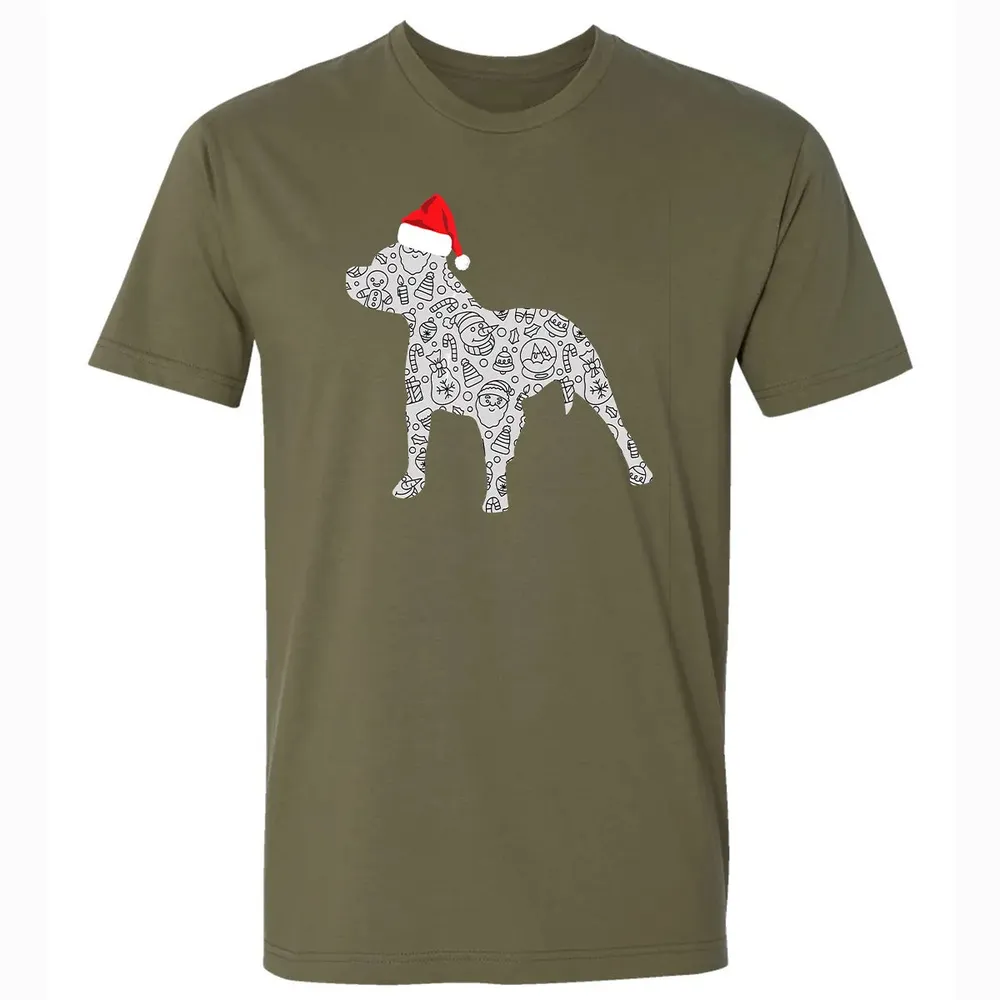 Santa Hat Pitbull Christmas  Dog Lover Christmas Gift Premium Unisex T-shirt - 5