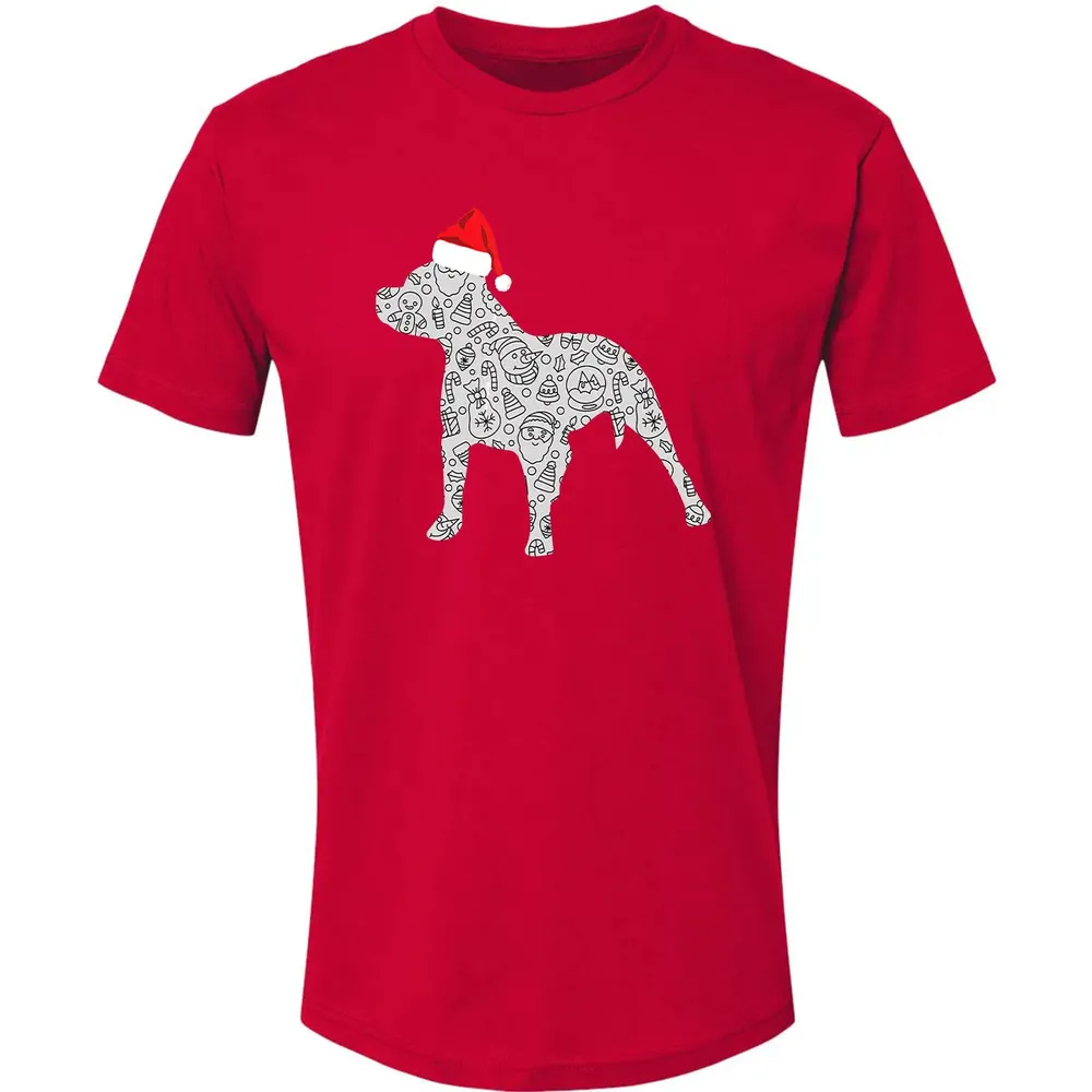 Santa Hat Pitbull Christmas  Dog Lover Christmas Gift Premium Unisex T-shirt - 6