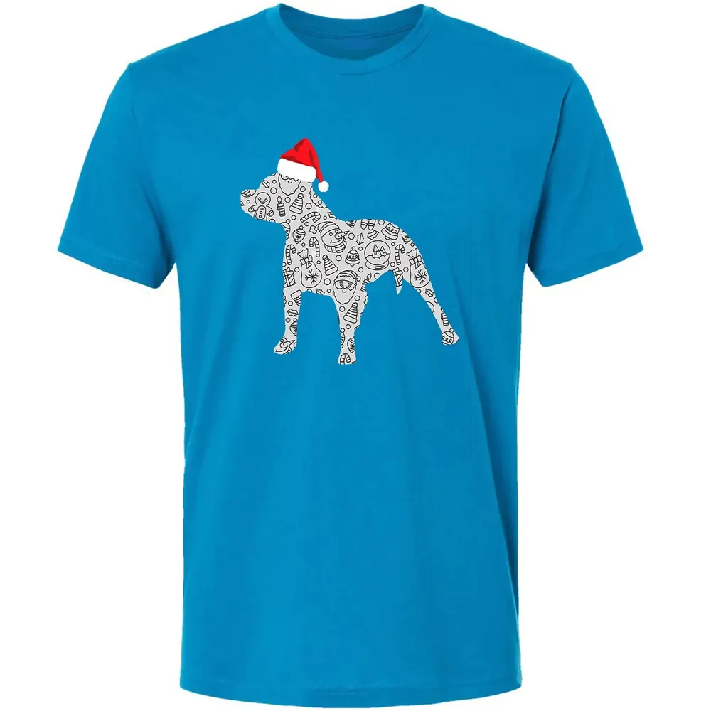 Santa Hat Pitbull Christmas  Dog Lover Christmas Gift Premium Unisex T-shirt - 15
