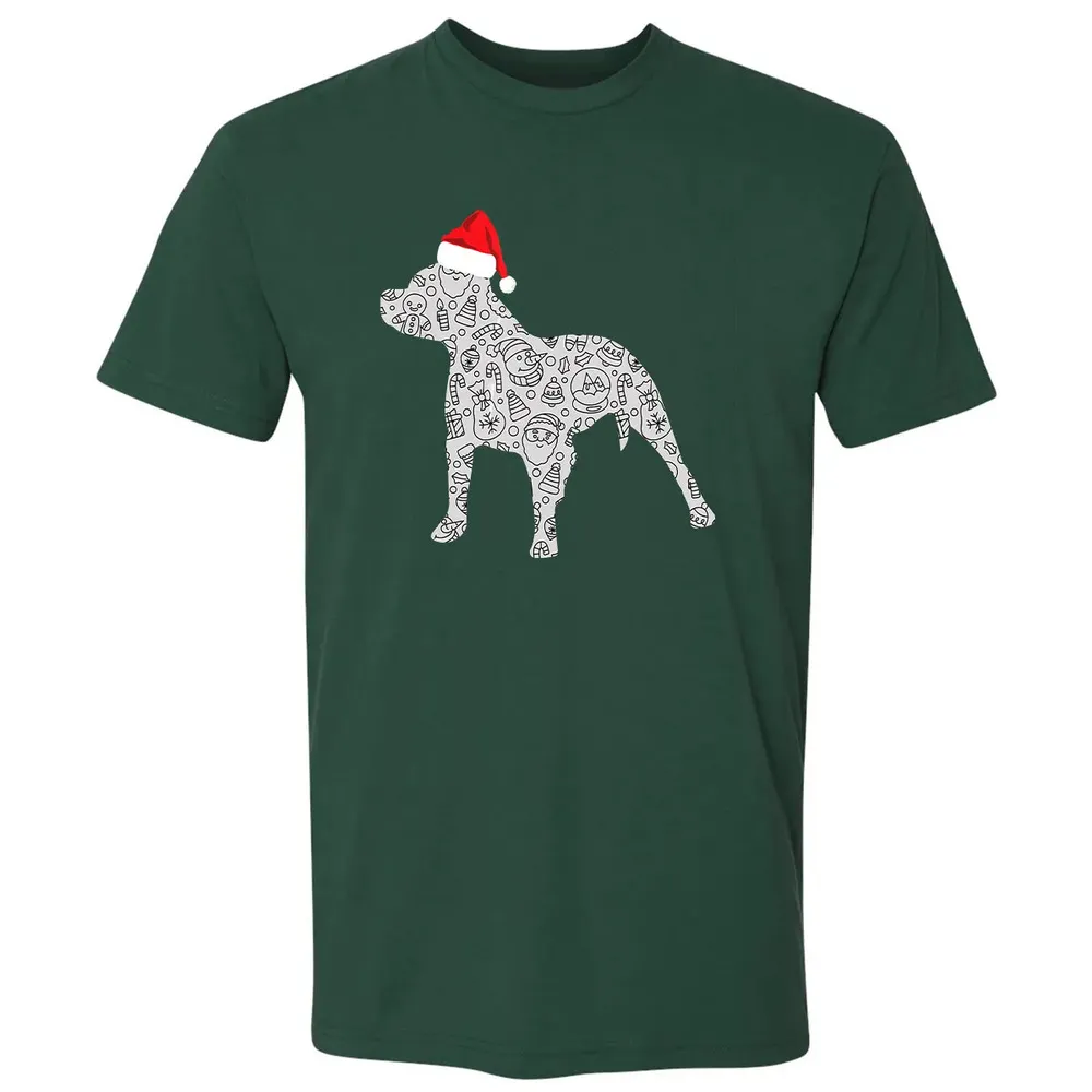 Santa Hat Pitbull Christmas  Dog Lover Christmas Gift Premium Unisex T-shirt - 12