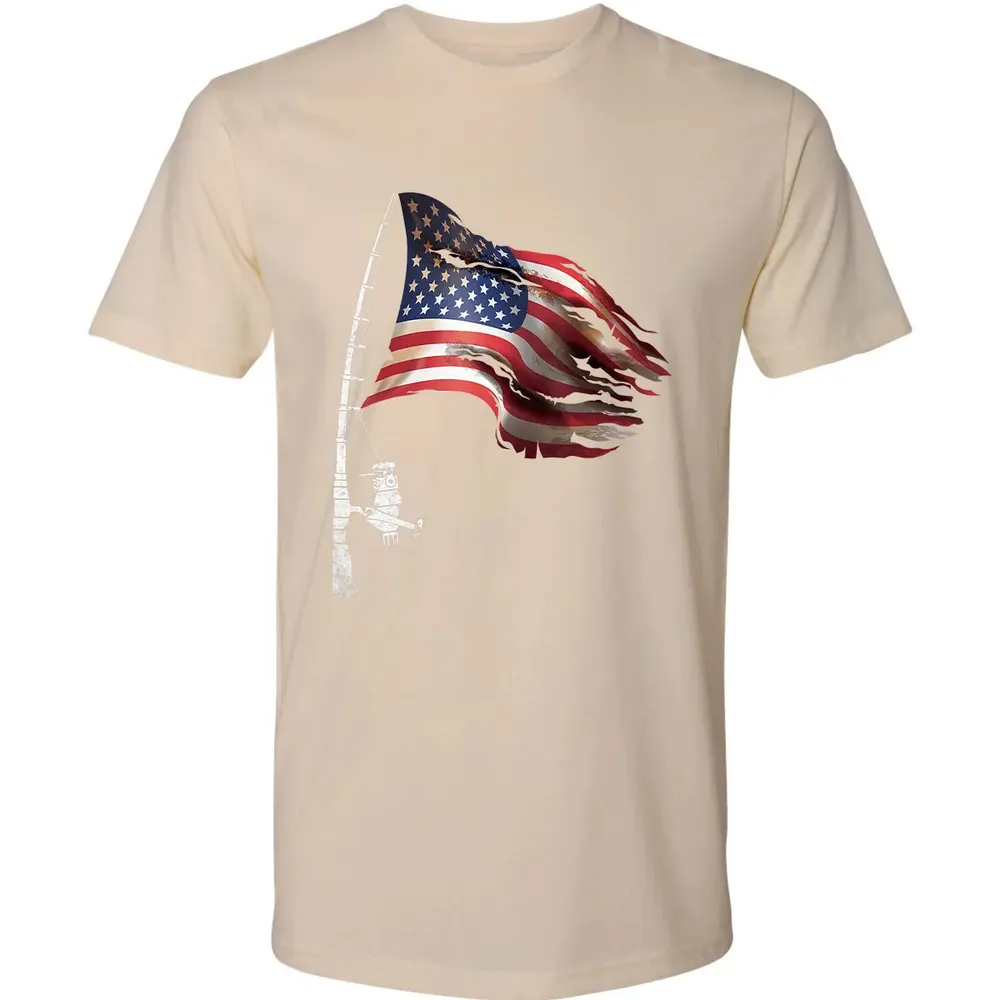 Fishing American Flag Fisherman Patriotic day 4th of July Premium Unisex T-shirt - 13