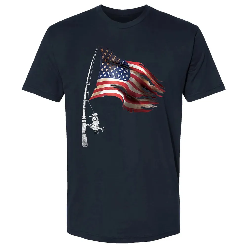 Fishing American Flag Fisherman Patriotic day 4th of July Premium Unisex T-shirt - 2