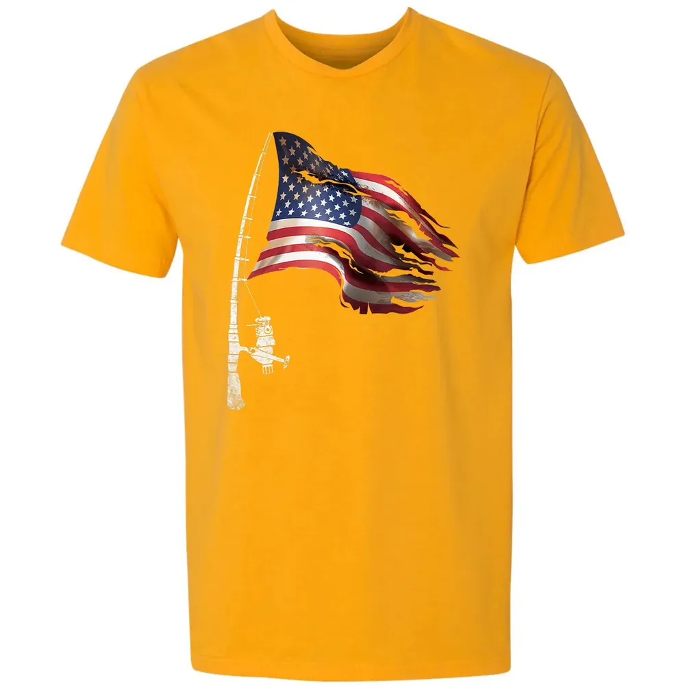 Fishing American Flag Fisherman Patriotic day 4th of July Premium Unisex T-shirt - 11