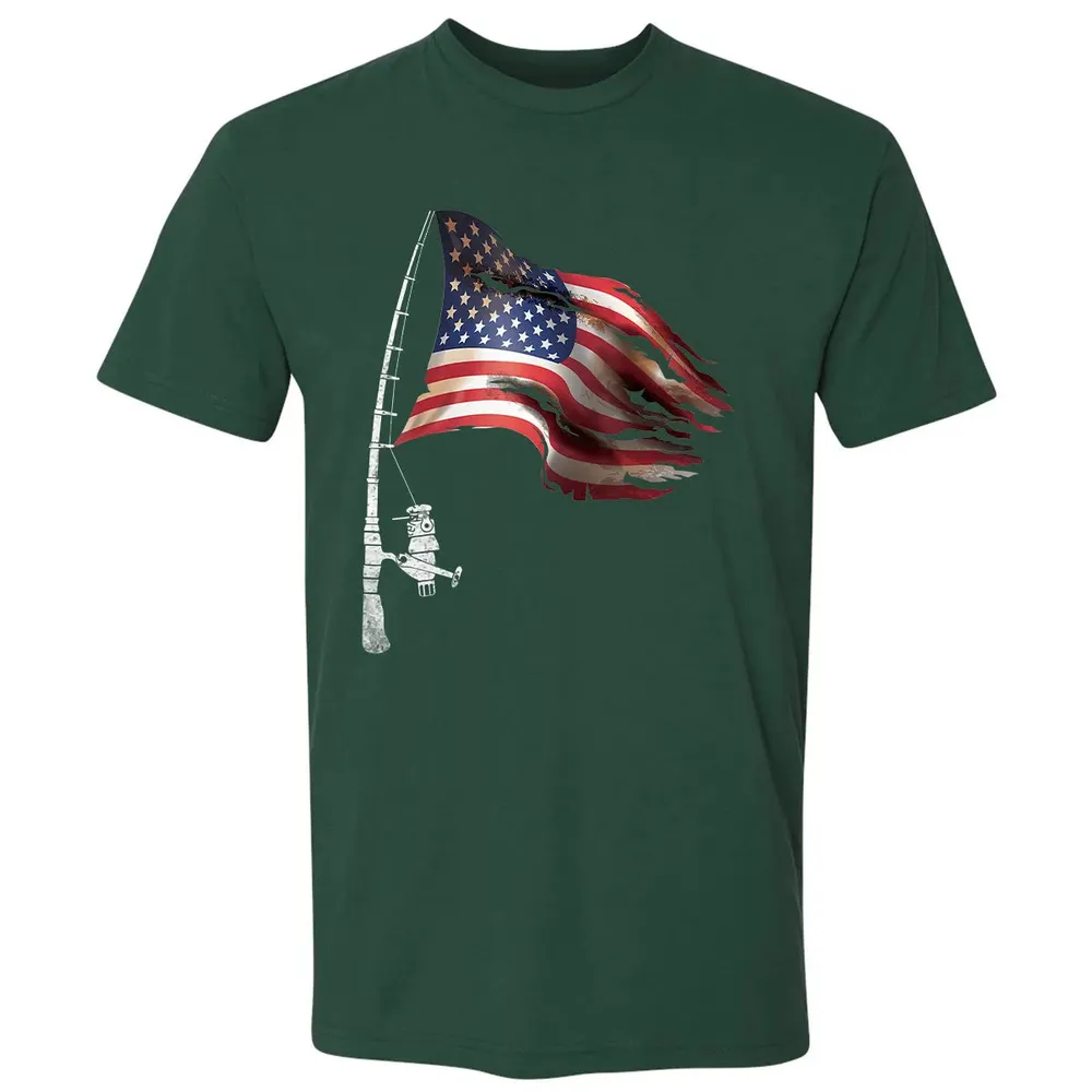 Fishing American Flag Fisherman Patriotic day 4th of July Premium Unisex T-shirt - 12