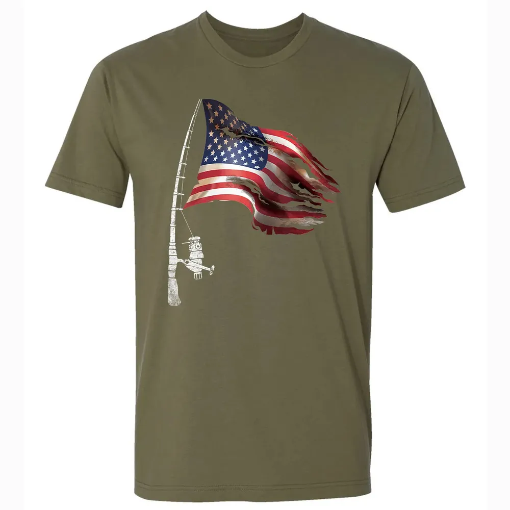 Fishing American Flag Fisherman Patriotic day 4th of July Premium Unisex T-shirt - 5