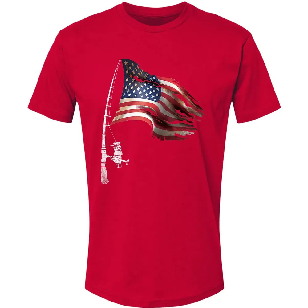 Fishing American Flag Fisherman Patriotic day 4th of July Premium Unisex T-shirt - 6