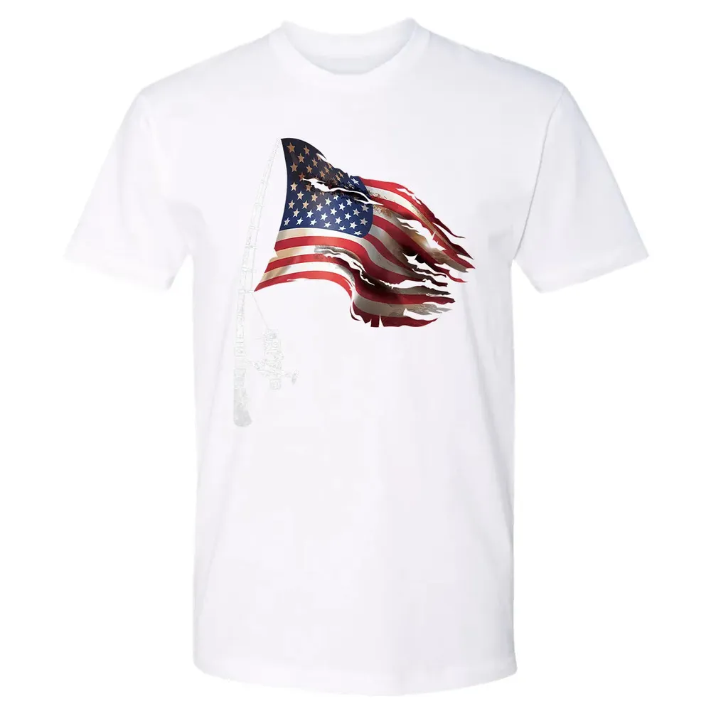 Fishing American Flag Fisherman Patriotic day 4th of July Premium Unisex T-shirt - 4
