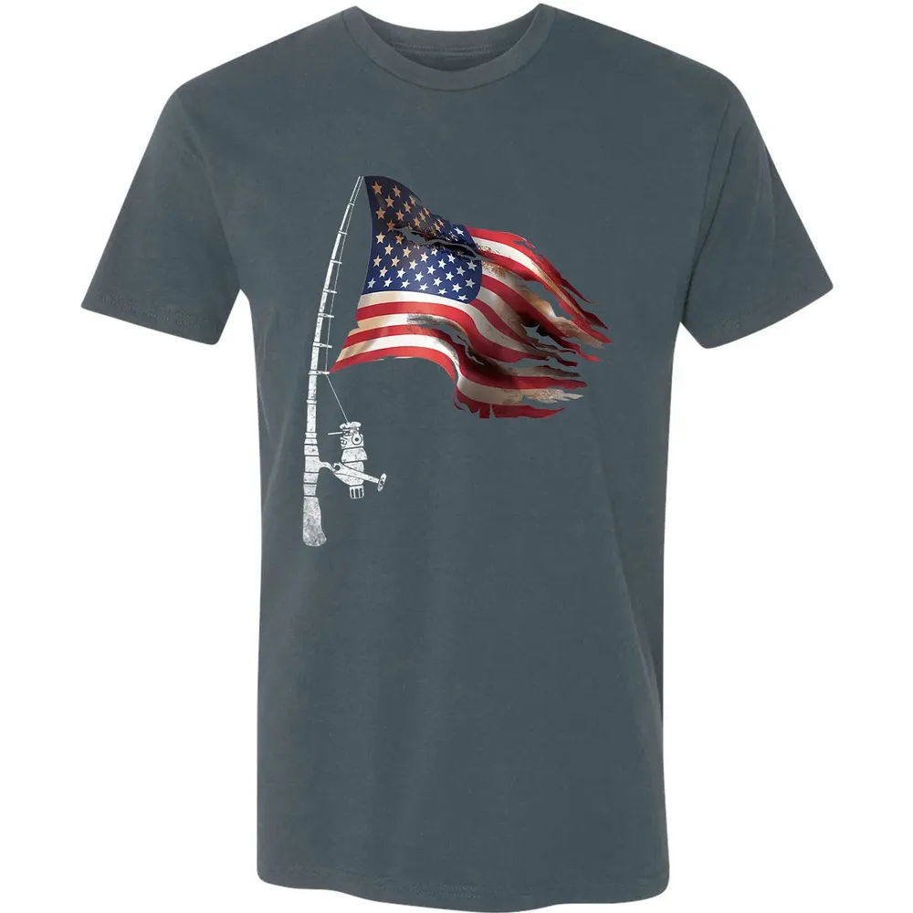 Fishing American Flag Fisherman Patriotic day 4th of July Premium Unisex T-shirt - 14