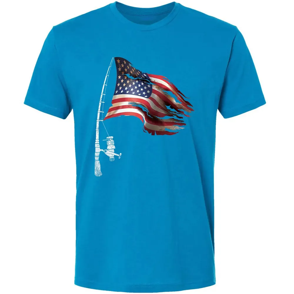 Fishing American Flag Fisherman Patriotic day 4th of July Premium Unisex T-shirt - 15
