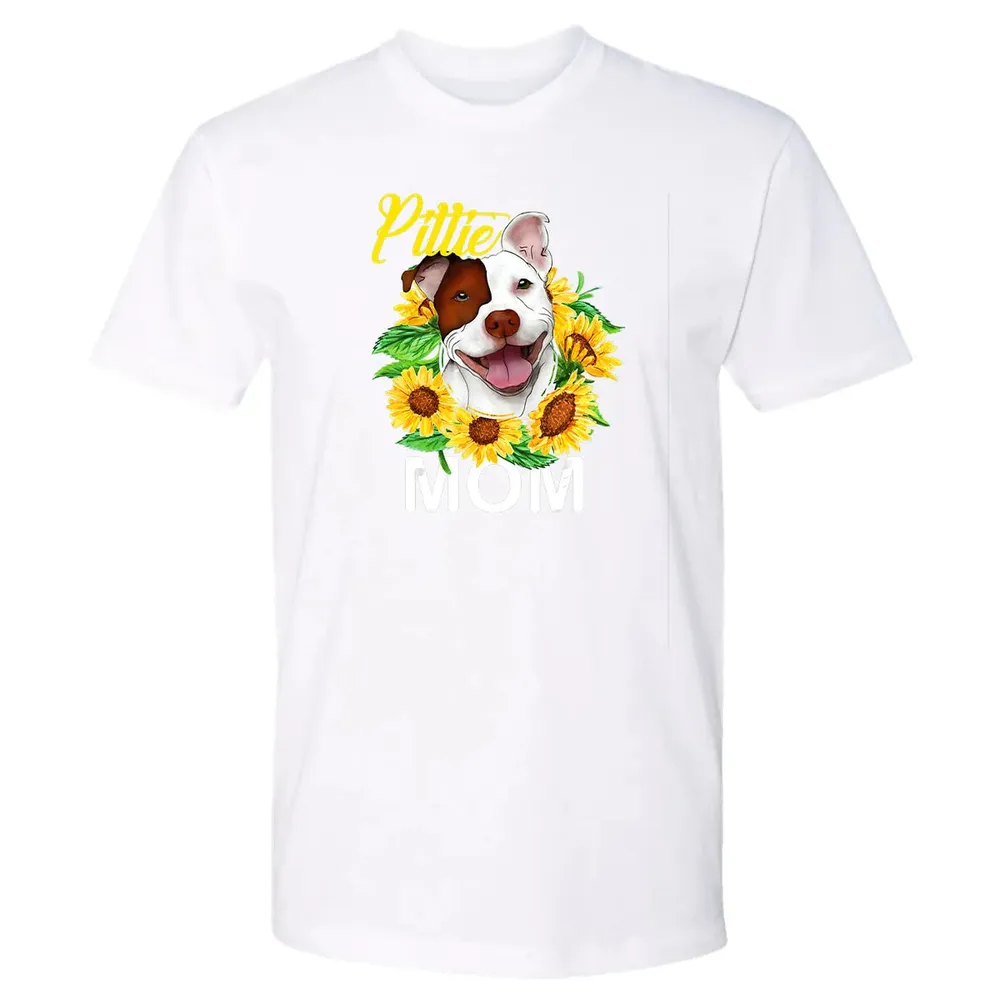 Womens Pitbull Pittie Mom Sunflower  Mothers Day Gift Premium Unisex T-shirt - 4