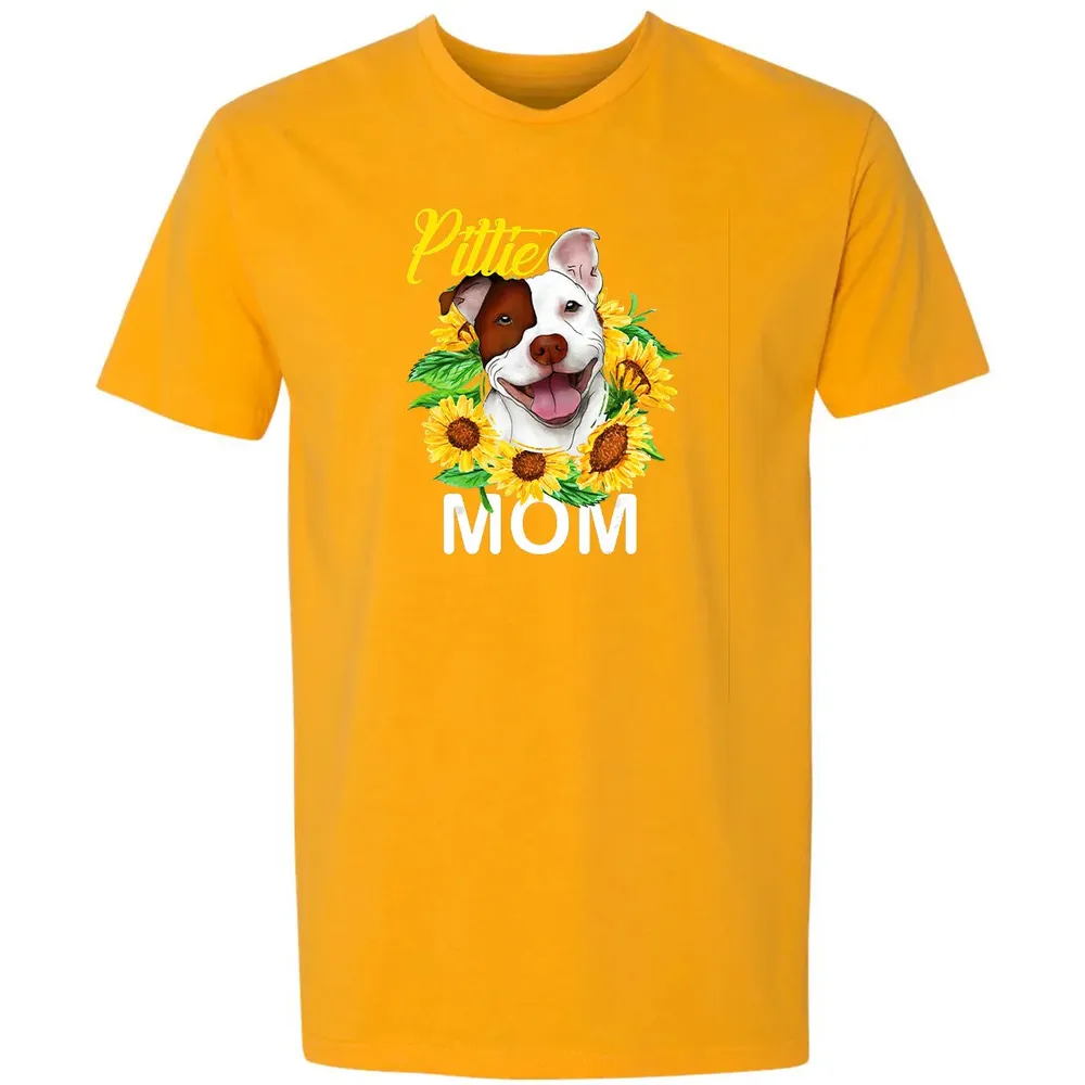 Womens Pitbull Pittie Mom Sunflower  Mothers Day Gift Premium Unisex T-shirt - 11