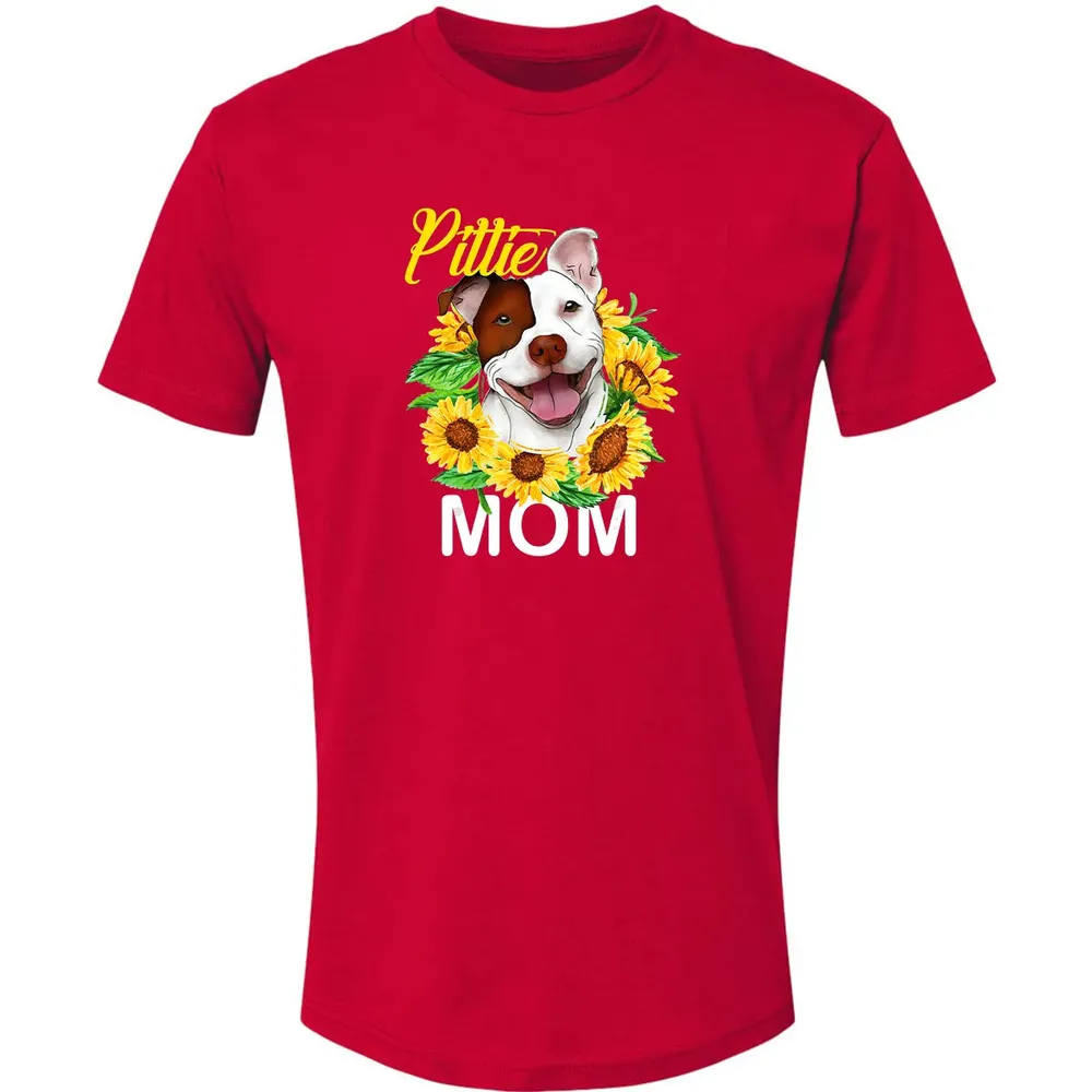 Womens Pitbull Pittie Mom Sunflower  Mothers Day Gift Premium Unisex T-shirt - 6