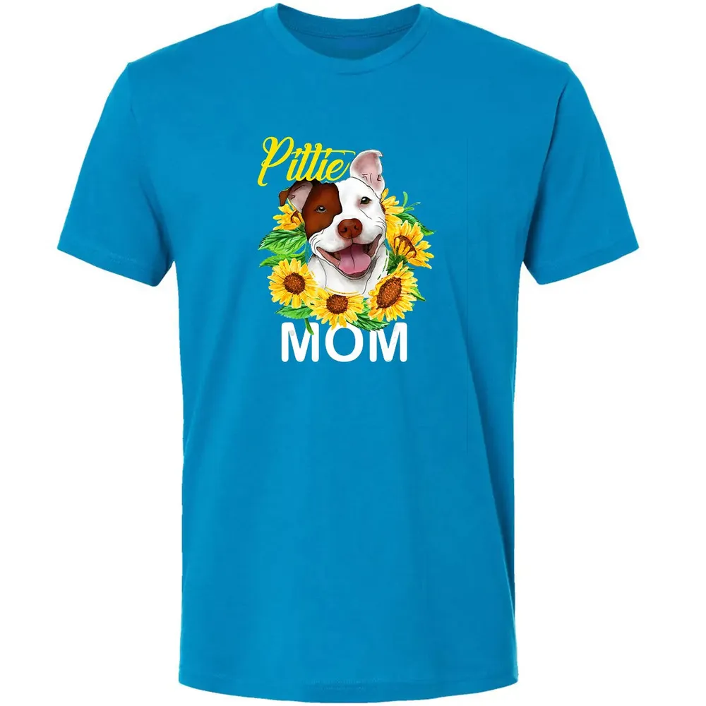 Womens Pitbull Pittie Mom Sunflower  Mothers Day Gift Premium Unisex T-shirt - 15