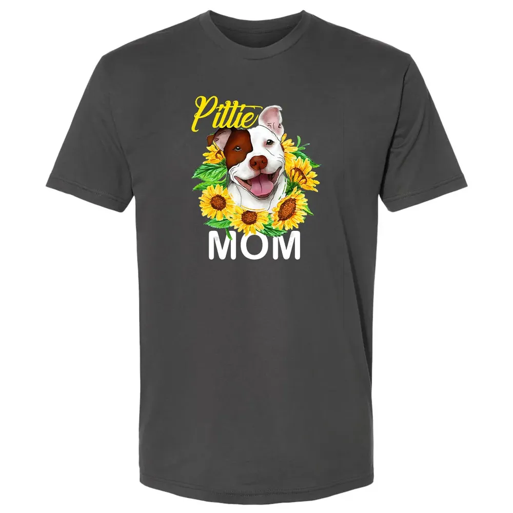 Womens Pitbull Pittie Mom Sunflower  Mothers Day Gift Premium Unisex T-shirt - 8