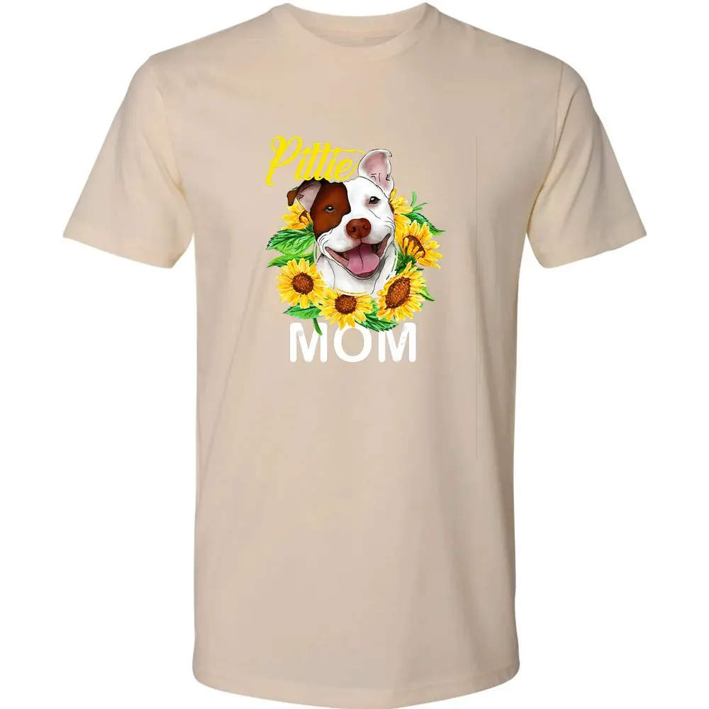 Womens Pitbull Pittie Mom Sunflower  Mothers Day Gift Premium Unisex T-shirt - 13