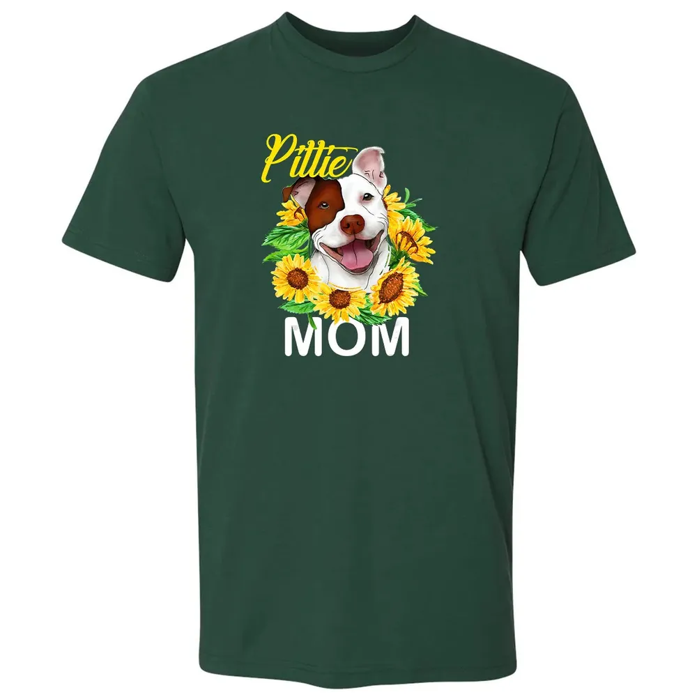 Womens Pitbull Pittie Mom Sunflower  Mothers Day Gift Premium Unisex T-shirt - 12