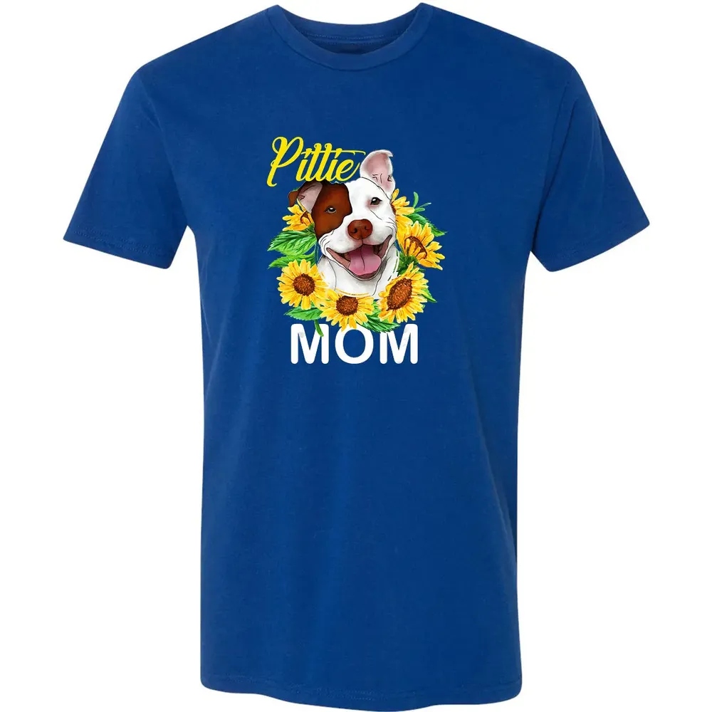 Womens Pitbull Pittie Mom Sunflower  Mothers Day Gift Premium Unisex T-shirt - 10