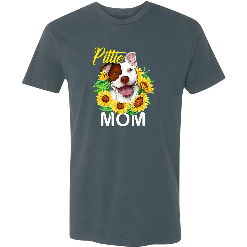 Womens Pitbull Pittie Mom Sunflower  Mothers Day Gift Premium Unisex T-shirt - 14