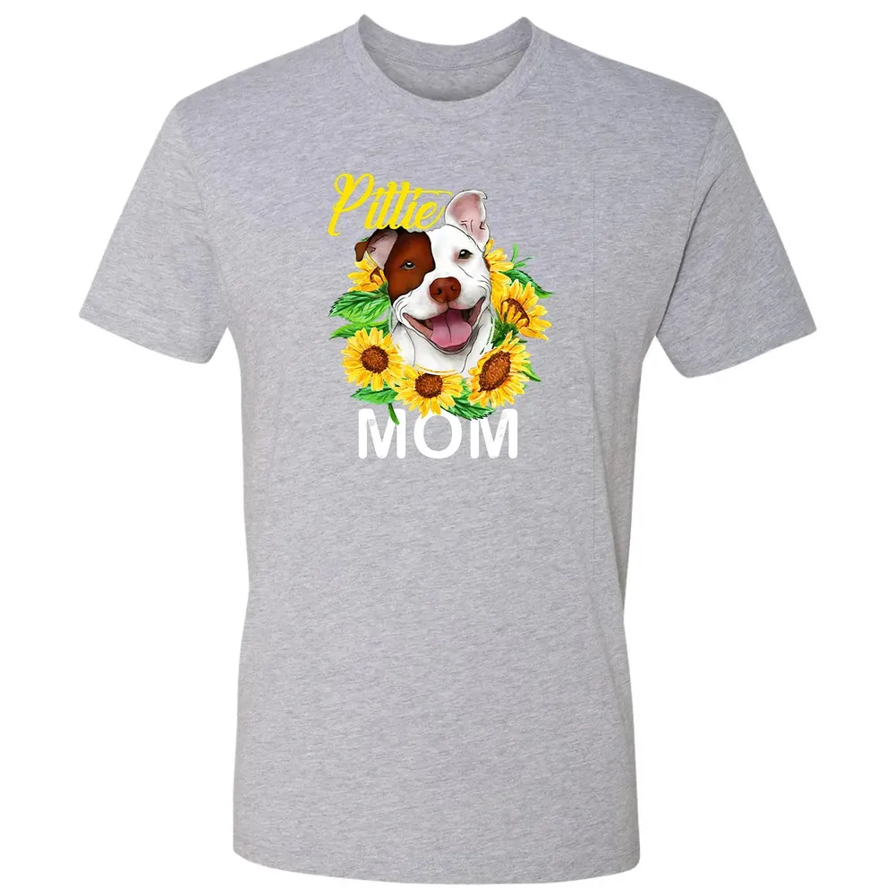 Womens Pitbull Pittie Mom Sunflower  Mothers Day Gift Premium Unisex T-shirt - 9