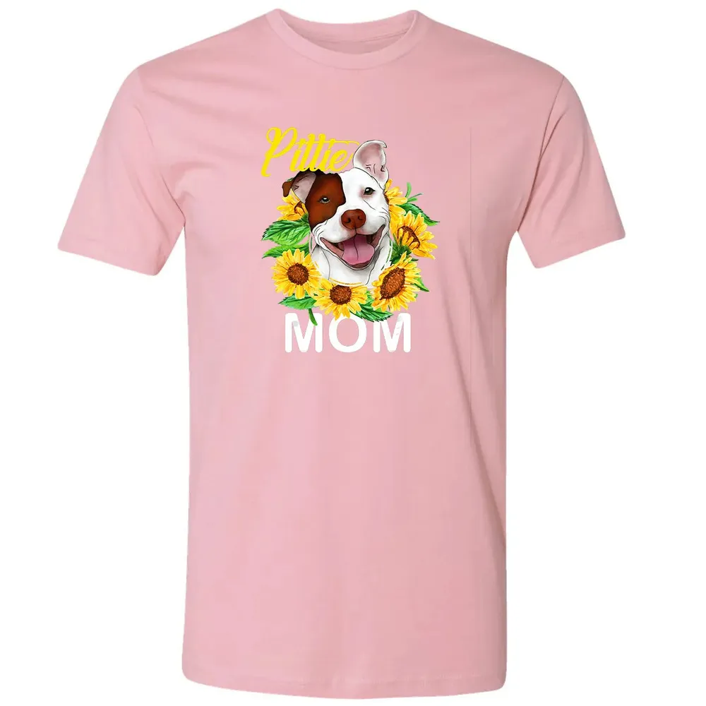Womens Pitbull Pittie Mom Sunflower  Mothers Day Gift Premium Unisex T-shirt - 3