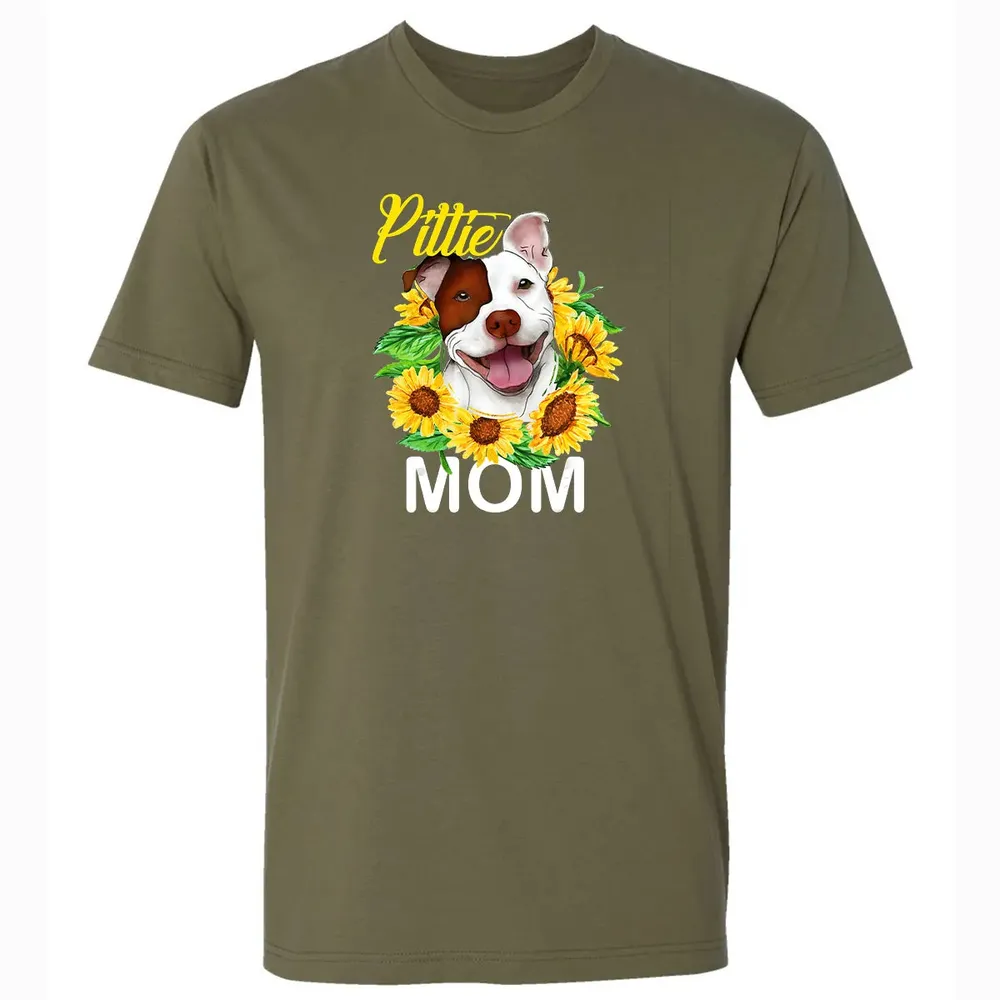 Womens Pitbull Pittie Mom Sunflower  Mothers Day Gift Premium Unisex T-shirt - 5