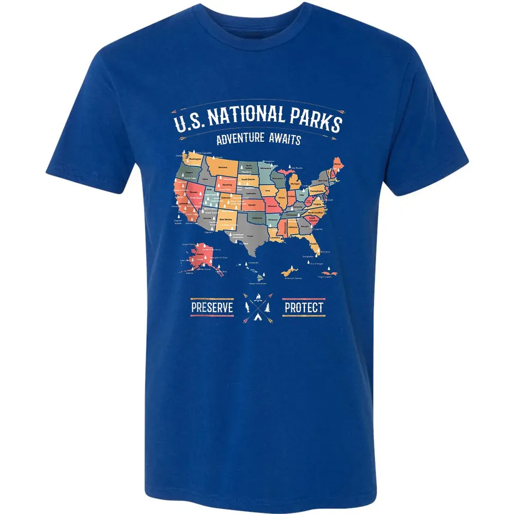 US National Parks Map Preserve Protect - Hiking Camping Premium Unisex T-shirt - 10