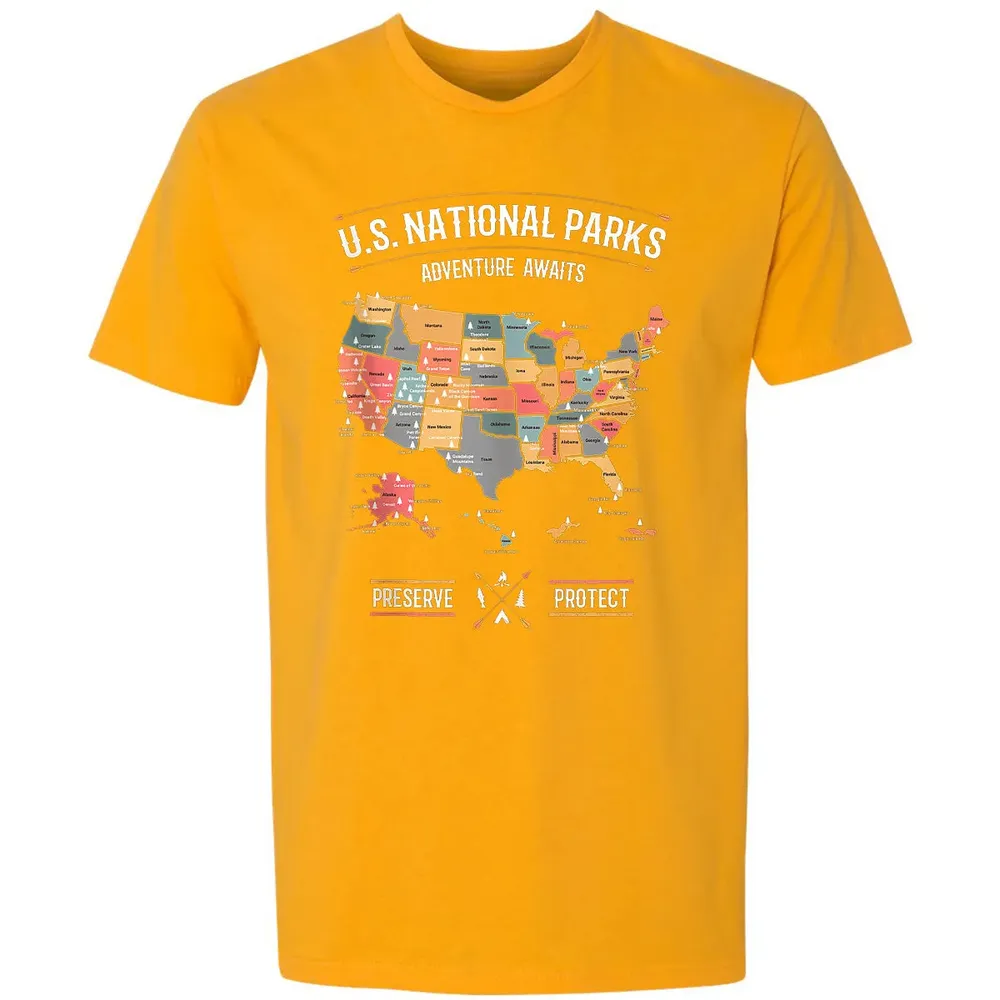 US National Parks Map Preserve Protect - Hiking Camping Premium Unisex T-shirt - 11