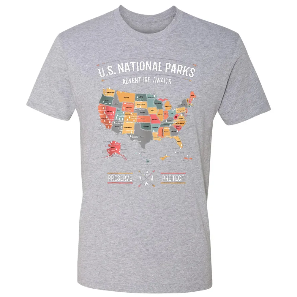 US National Parks Map Preserve Protect - Hiking Camping Premium Unisex T-shirt - 9