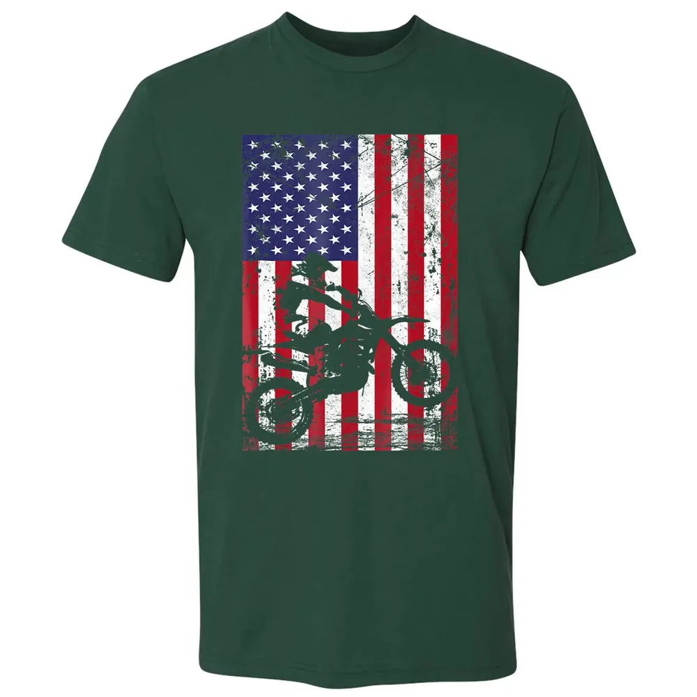 Dirt Bike American Flag  4th of july Premium Unisex T-shirt - 12