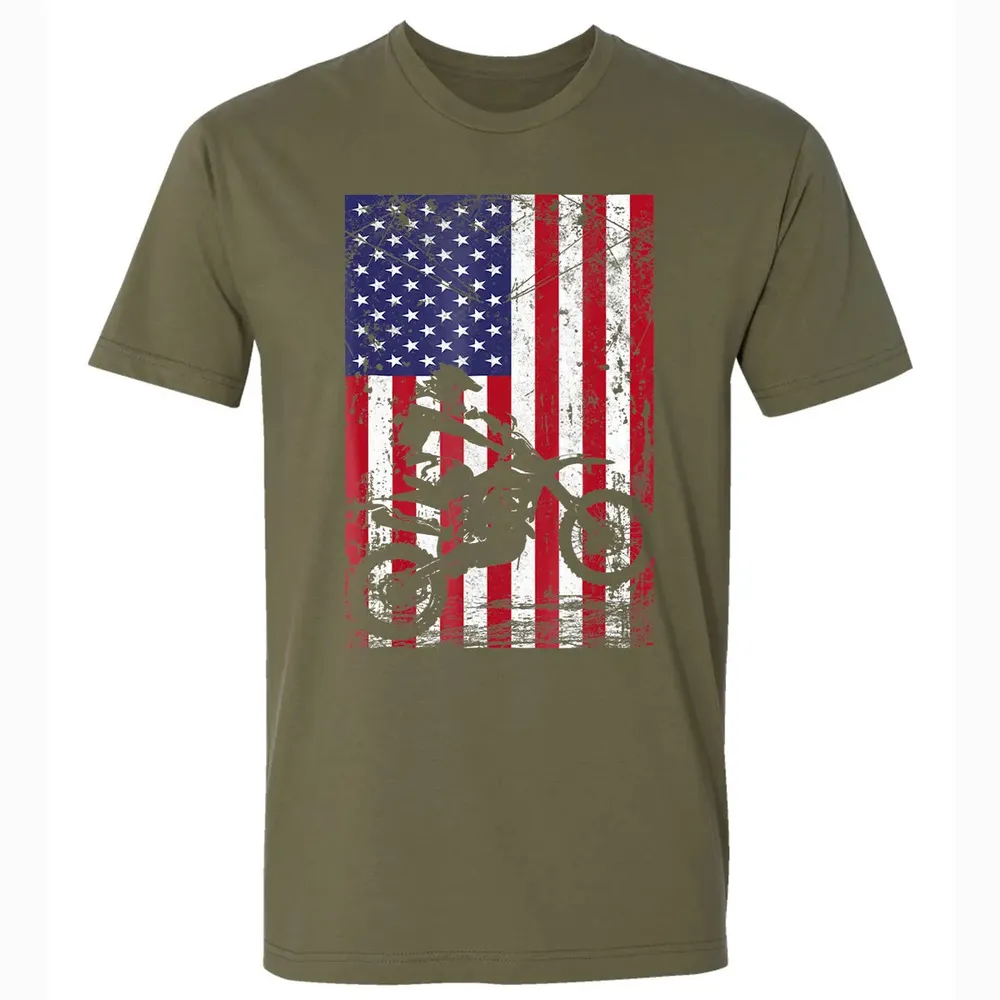 Dirt Bike American Flag  4th of july Premium Unisex T-shirt - 5