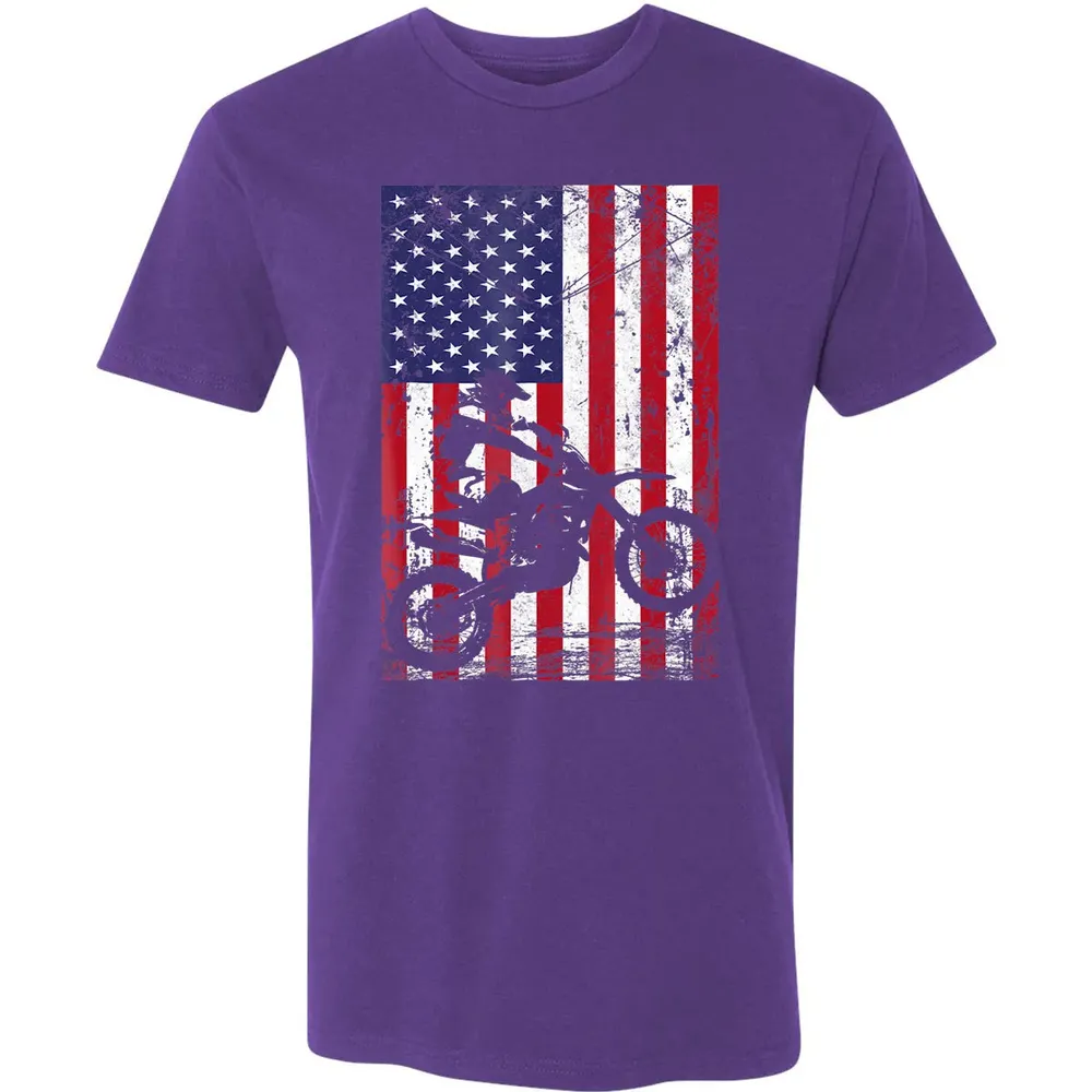 Dirt Bike American Flag  4th of july Premium Unisex T-shirt - 7