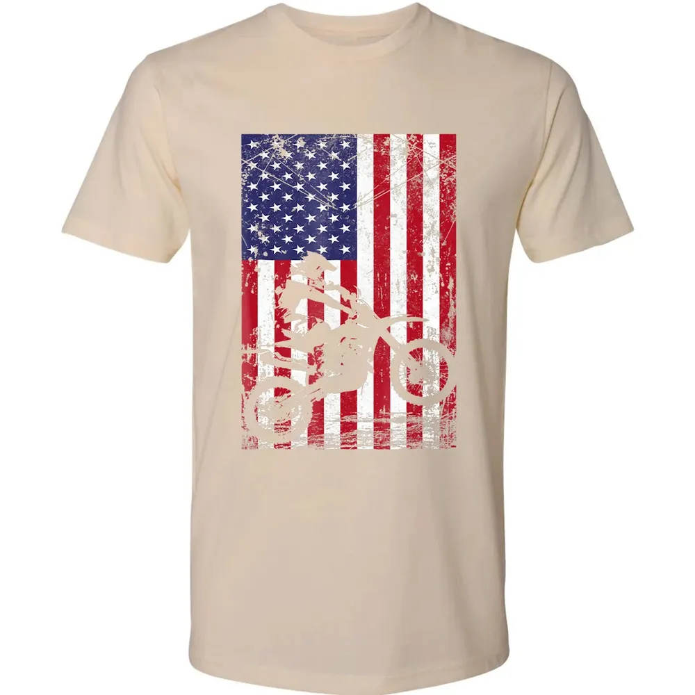 Dirt Bike American Flag  4th of july Premium Unisex T-shirt - 13