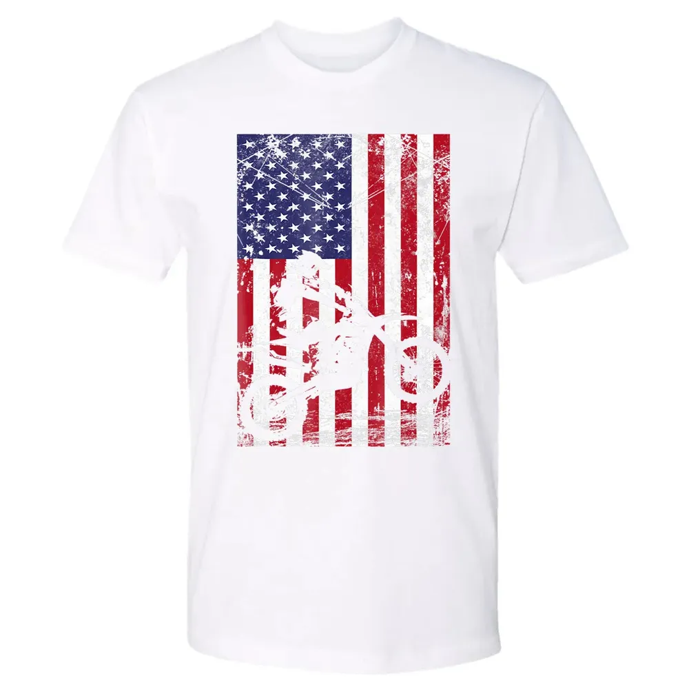 Dirt Bike American Flag  4th of july Premium Unisex T-shirt - 4