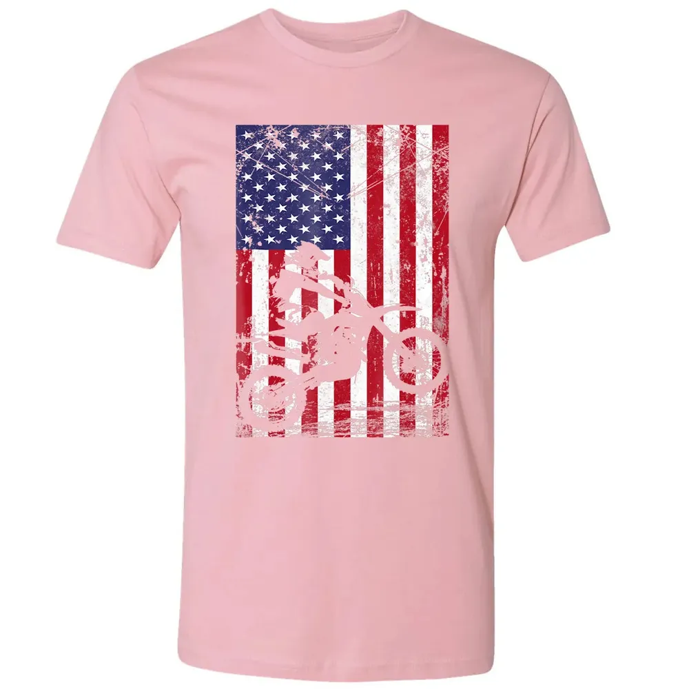 Dirt Bike American Flag  4th of july Premium Unisex T-shirt - 3