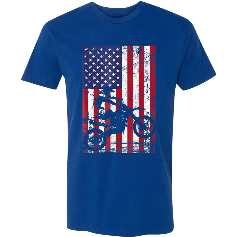 Dirt Bike American Flag  4th of july Premium Unisex T-shirt - 10