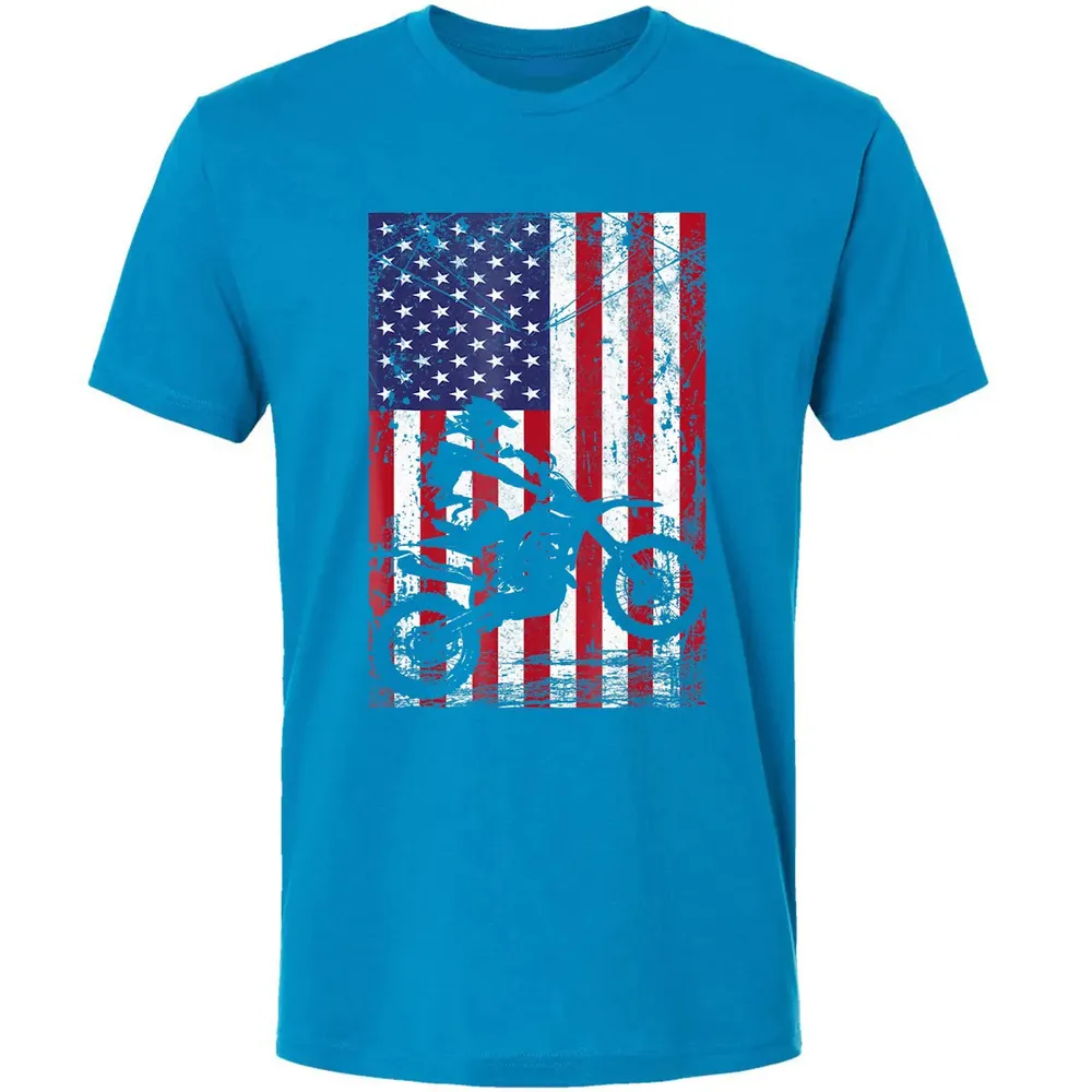 Dirt Bike American Flag  4th of july Premium Unisex T-shirt - 15