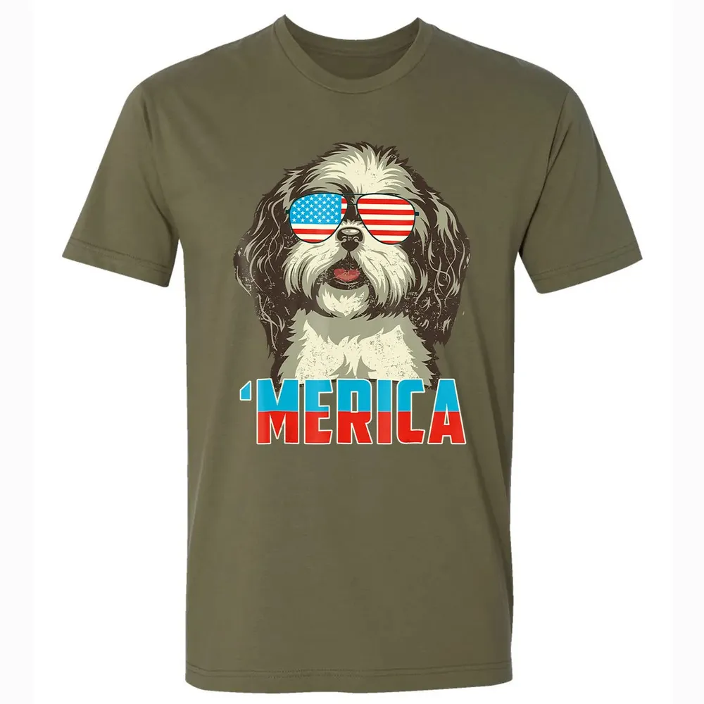 4th of July Patriot Shih Tzu Merica  for Women Men Premium Unisex T-shirt - 5