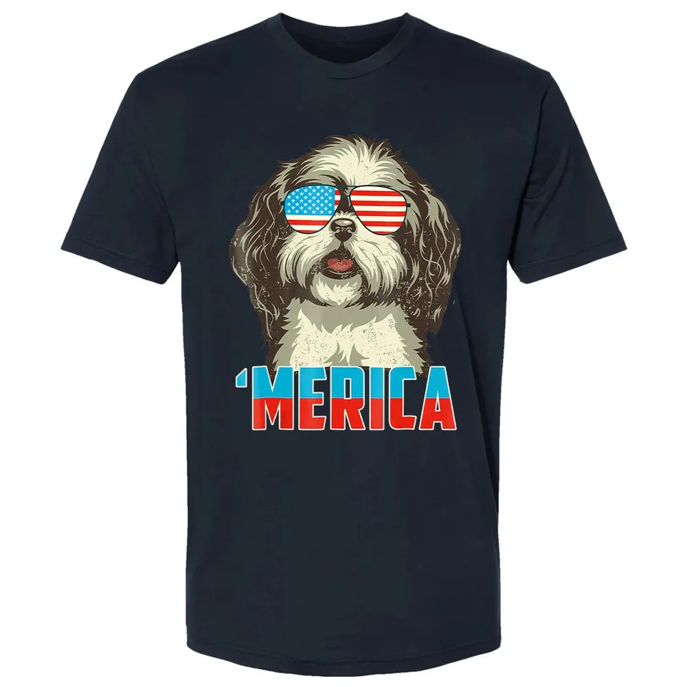 4th of July Patriot Shih Tzu Merica  for Women Men Premium Unisex T-shirt - 2