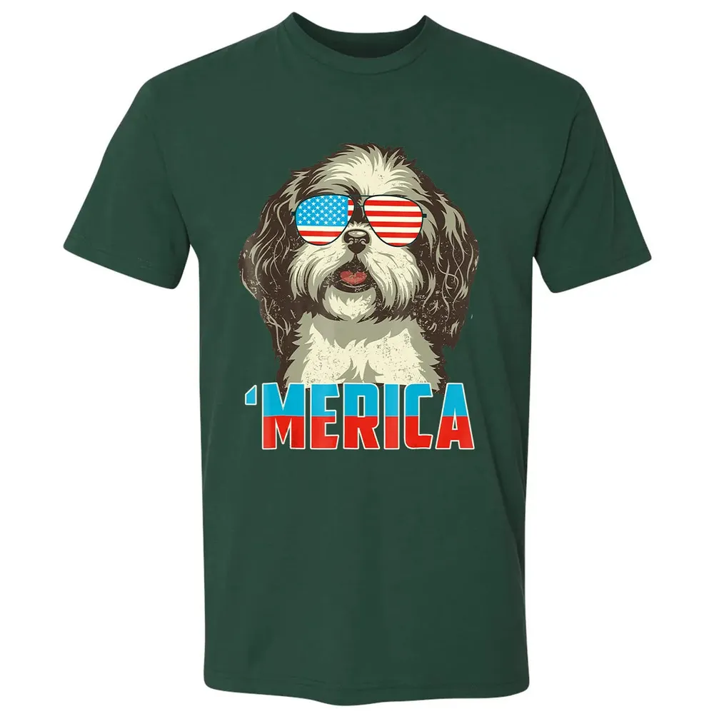 4th of July Patriot Shih Tzu Merica  for Women Men Premium Unisex T-shirt - 12